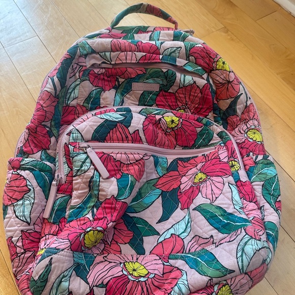 Vera Bradley Handbags - Vera Bradley Floral Pink and Green Women's Backpack